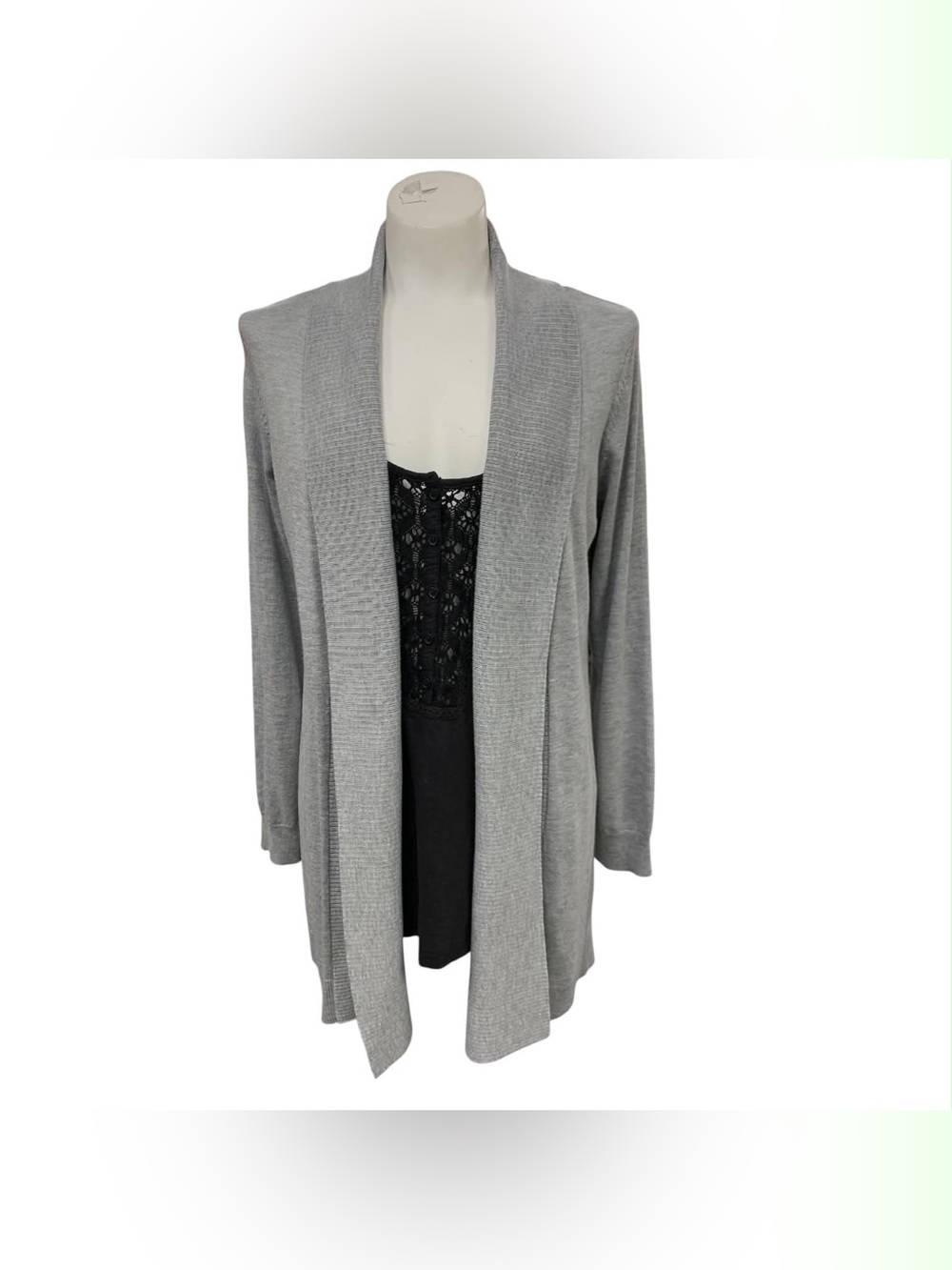 Ricki's Light Gray Open-Front Draped Cardigan Size M